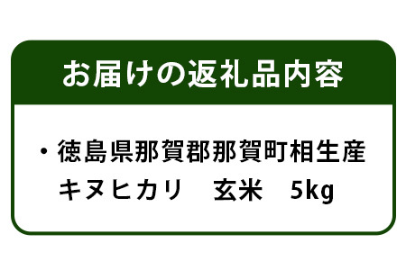 那賀町相生産 キヌヒカリ 玄米 5kg【徳島 那賀 国産 徳島県産 こめ おこめ 米 お米 ごはん ご飯 げんまい 玄米 キヌヒカリ 5キロ 5kg 和食 おにぎり お弁当 食べて応援 ギフト プレゼ