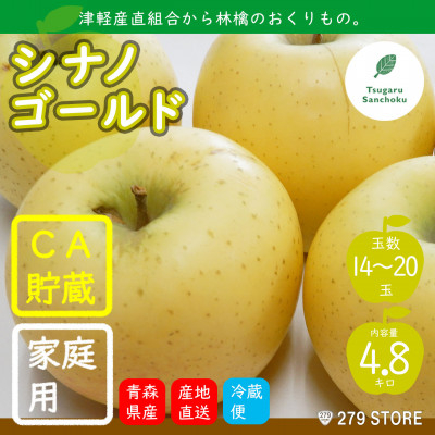 
りんご シナノゴールド 4月から順次発送 家庭用 4.8kg (14～20玉)CA貯蔵 産直組合直送【1288211】
