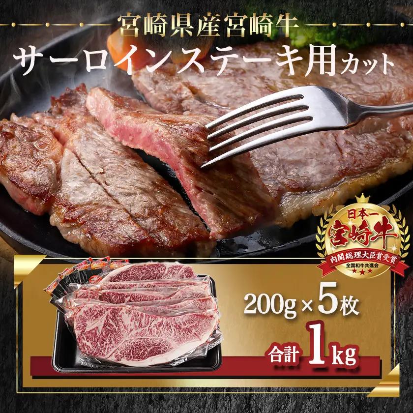 宮崎牛サーロインステーキ(200g×5枚)〔38-N402〕_(都城市)ステーキ 牛肉 宮崎牛 和牛 国産 サーロイン 1kg 贈答用 ギフト