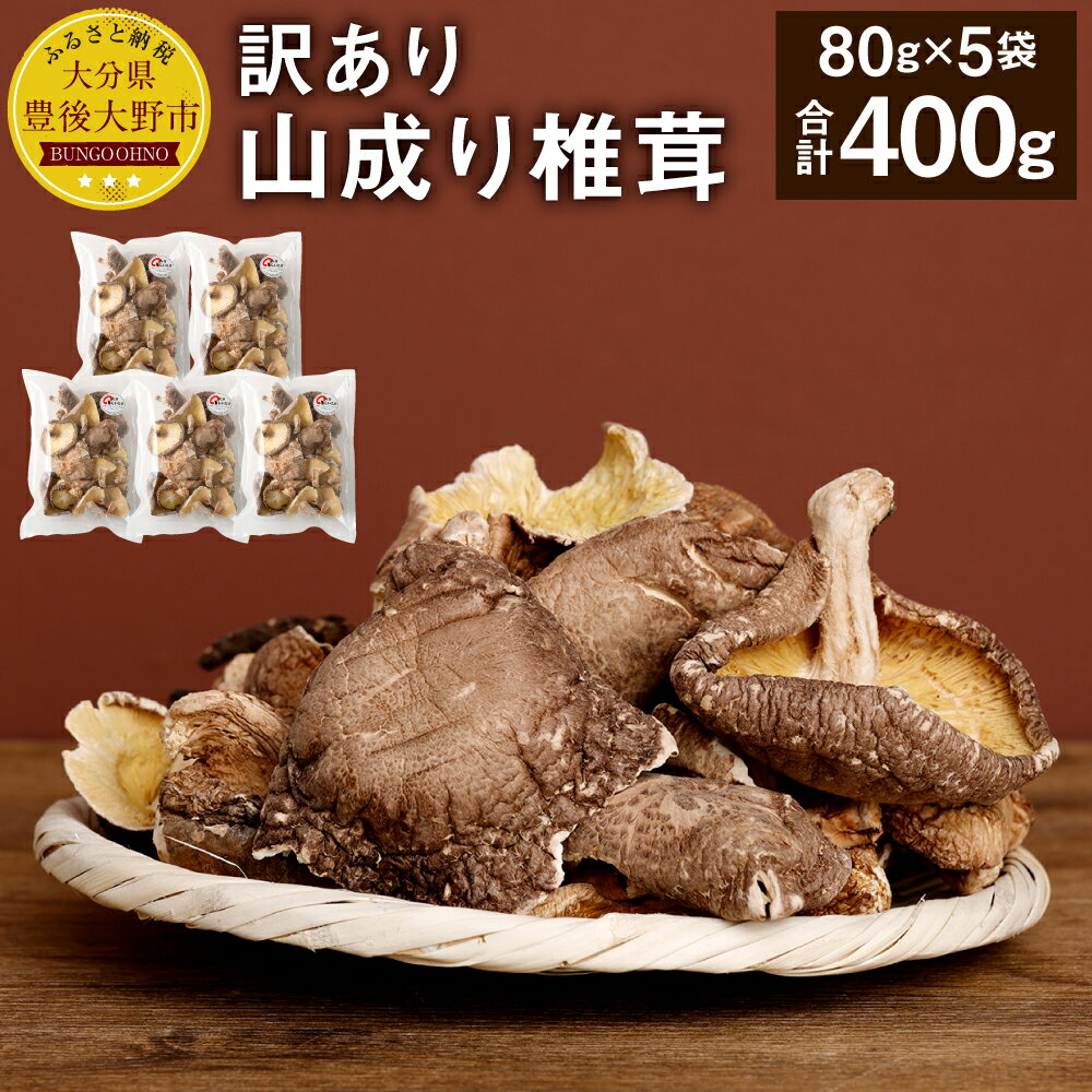 【ふるさと納税】 訳あり 山成り椎茸 計400g 80g×5袋 小分け 乾椎茸 乾しいたけ しいたけ 椎茸 国産 九州 大分 冷凍 送料無料