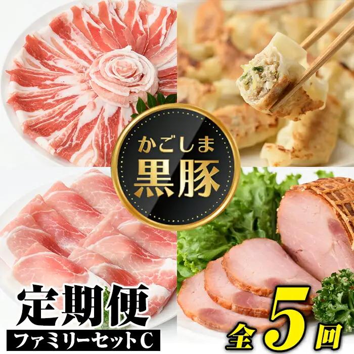 ＜定期便・全5回＞かごしま黒豚 ファミリーセットC 国産 豚肉 焼豚 餃子 しゃぶしゃぶ とんかつ【和田養豚】D02005