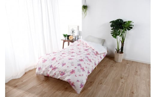 【G0581】三河産　綿100％　120本ガーゼ肌掛けふとんカバー：配送情報備考　コスモピンク