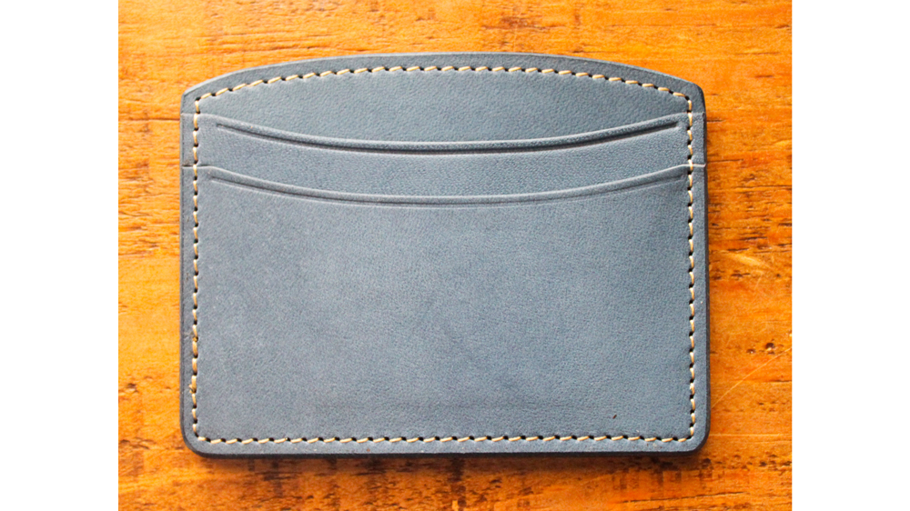【minca】栃木レザーのヨコ型パスケース 定期入れ パスホルダー02/ブルー　700