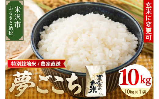 【 令和7年産 】特別栽培米 夢ごこち 10kg 1袋 玄米可 農家直送 2025年産