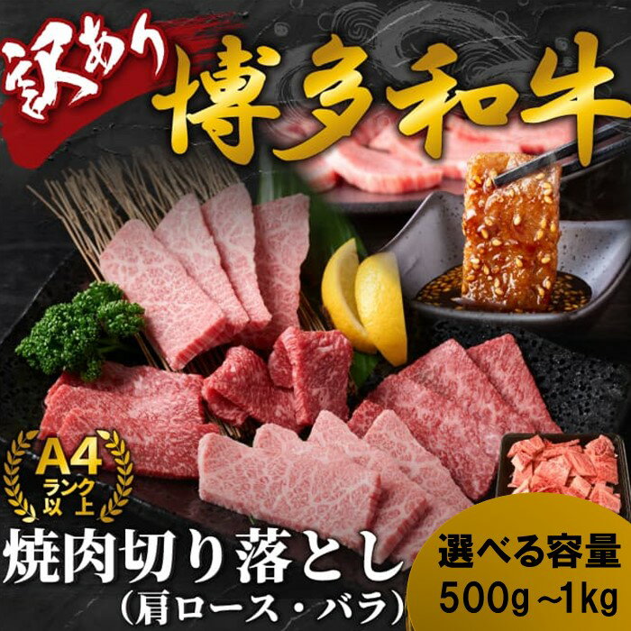 【ふるさと納税】訳あり！【A4～A5】博多和牛焼肉切り落とし（肩ロース・バラ）（選べる容量）【博多和牛】
