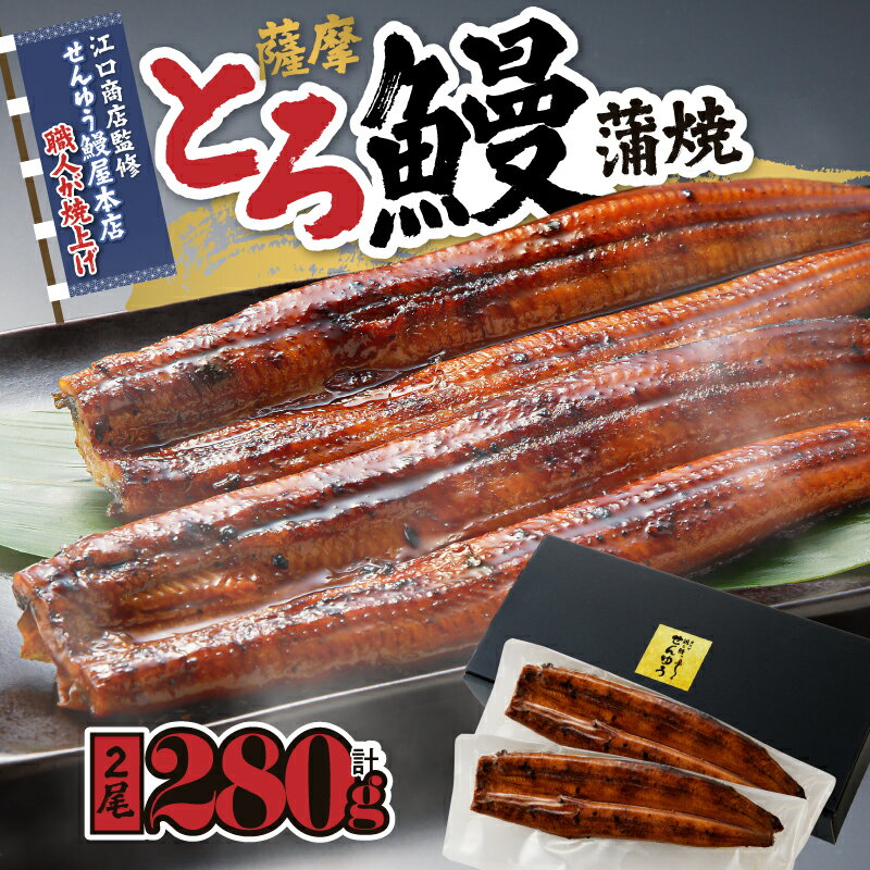 【ふるさと納税】【江口商店監修】薩摩とろ鰻蒲焼二尾 280g（140g×2）国産ウナギ 冷凍 たれ付 山椒付き 鰻かばやき うなぎ蒲焼 鹿屋市 鹿児島県産【志】