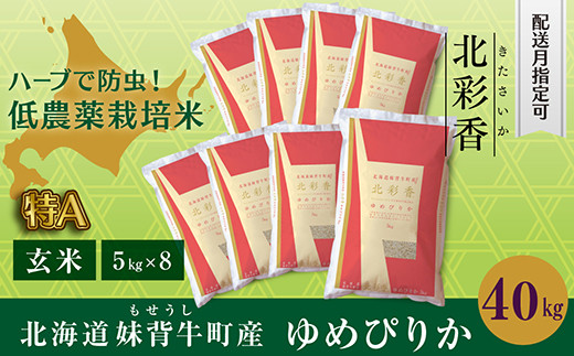 B040 令和６年産 妹背牛産新米【北彩香（ゆめぴりか）】玄米40kg〈一括〉4月発送