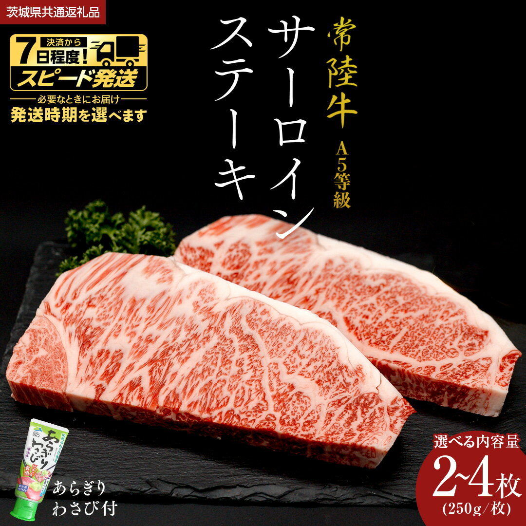 【ふるさと納税】＼スピード発送対応＆選べる内容量／【 常陸牛 】 A5 等級 サーロインステーキ 500g ・ 750g ・ 1kg あらぎり わさび 付 (茨城県共通返礼品) ひたちぎゅう ブランド牛 ステーキ サーロイン 国産牛 黒毛和牛 和牛 お肉 A5ランク