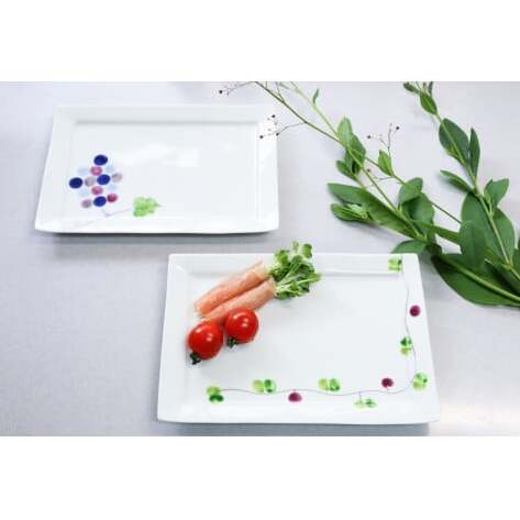 有田焼 長角トレイ オリーブ（朱）と彩りぶどうの2枚セット 大慶 A20-353_イメージ2