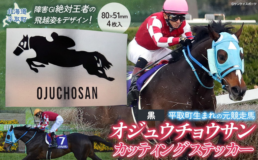 
                  【オジュウチョウサン】カッティングステッカー（黒）4枚入り【ふるさと納税 人気 おすすめ ランキング 馬 競馬 競走馬 オジュウチョウサン グッズ 北海道 平取町 びらとり 送料無料】 BRTV022
                