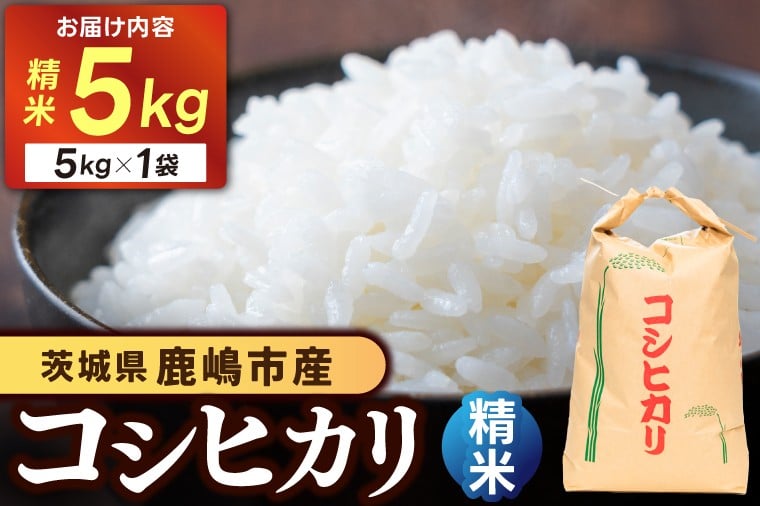 
            ★先行予約 令和8年産★ 米 コシヒカリ 5kg (精米) 鹿嶋市産【お米 白米 こしひかり 茨城県 鹿嶋市 15000円以内】(KDS-19)
          