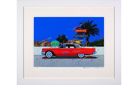 版画 鈴木英人 「フロンティア」 シリアルナンバー入り フレーム付き 直筆サイン入り インテリア アート 絵画 絵 イラスト 風景 海 シカゴ ロス