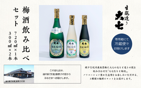 《2026年11月下旬以降順次発送》大七酒造 梅酒飲み比べセット「生もと梅酒 極上品720ml」「生もと梅酒300ml」「生もと梅酒シルキースパークリング300ml」合計3本【道の駅「安達」智恵子の里