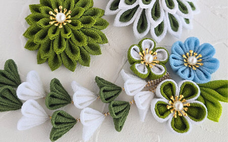 　【つまみ細工の髪飾り　ふるさと納税限定配色】10点セット《築上町》【恋桜】　成人式　七五三　結婚式　卒業式　前撮り[ABEK003]