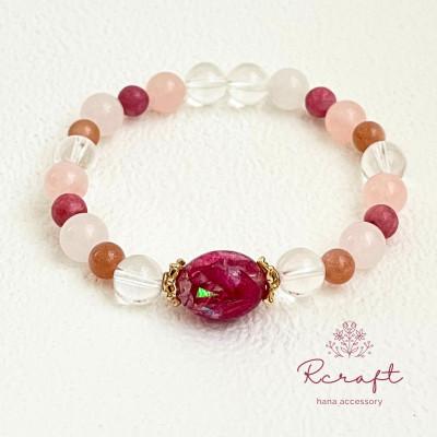 ふるさと納税 長岡京市 薔薇のモチーフ×天然石ブレスレット