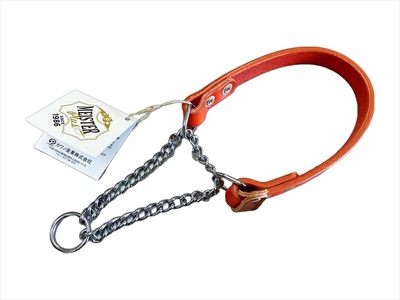 【 ペット 用 】 首輪 ハーフチェーン 小型犬 首輪 Lサイズ オレンジ 35-41cm 