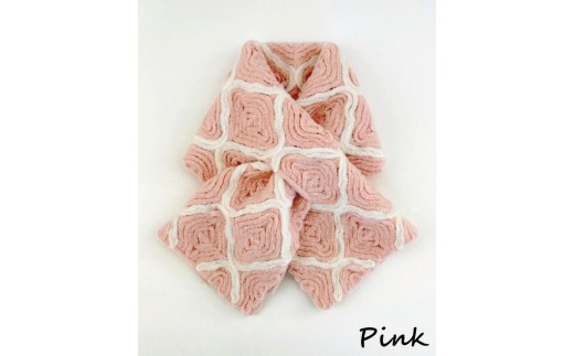 ショートマフラー モロッカン柄 ウール混 コード刺繍 ( ピンク ) レディース 日本製 | おしゃれ シンプル マフラー プレゼントギフト 母の日 新潟県 五泉市 有限会社田中刺繍