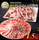 【ふるさと納税】※レビューキャンペーン※ 宮崎県産放牧豚 「ロースしゃぶ＆バラ焼肉」1.5kg - 豚肉 豚 肉 九州産 宮崎県産 しゃぶしゃぶ すき焼き すきしゃぶ 焼しゃぶ 送料無料 E8102