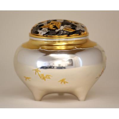 ふるさと納税 高岡市 【高岡銅器】銀製　四君子香炉(小)桐箱入り |  | 02