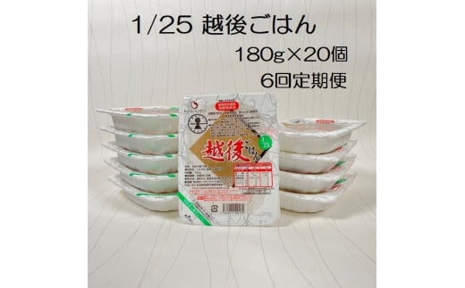 【低たんぱく質食品】【6ヶ月定期便】 1/25 越後ごはん 180g×20個×6回 たんぱく質調整食品 バイオテックジャパン 越後シリーズ 1V54101