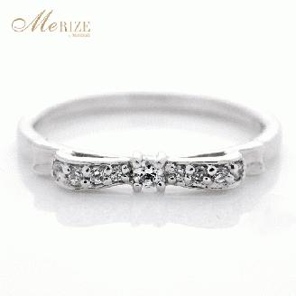 指輪 天然 ダイヤモンド 0.075ct リボン SIクラス【K18WG】r-244（KRP）G72-1410