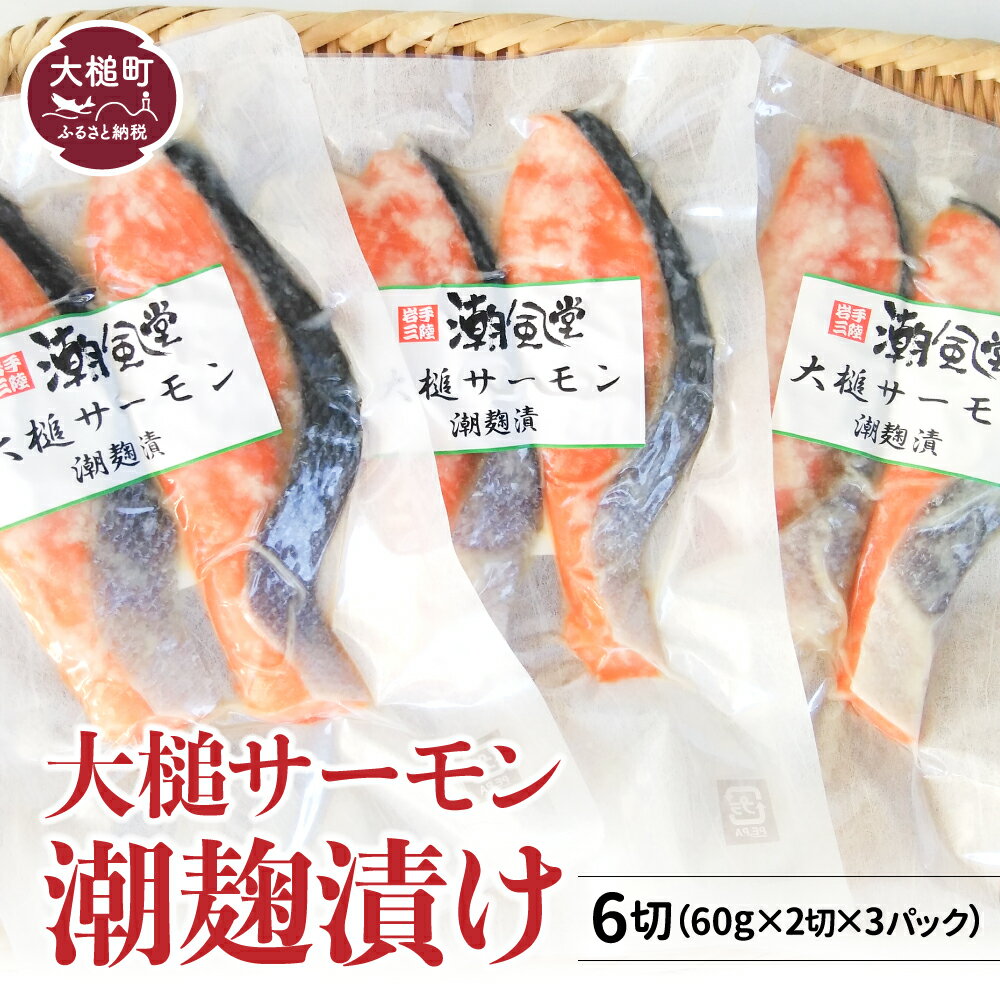 【ふるさと納税】大槌 サーモン 潮麹漬け 2切れ ( 60g × 2 ) の 3パック 入り