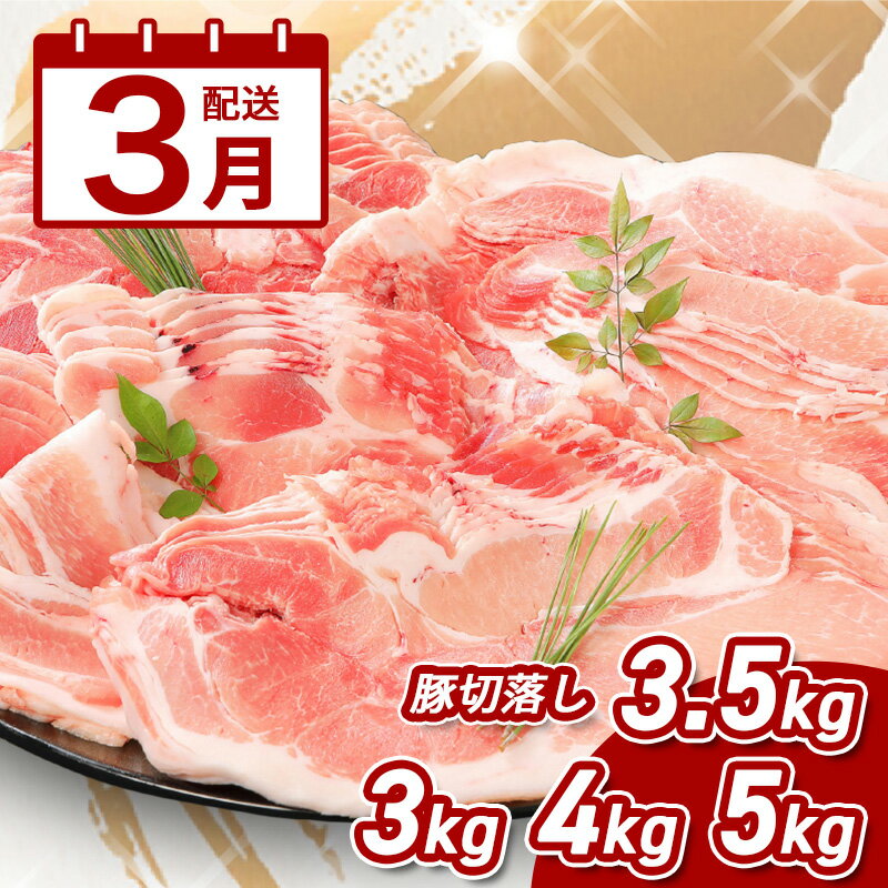 【ふるさと納税】3月配送★【訳あり】宮崎県産豚切落し - 3kg/3.5kg/4kg/5kg 選べる内容量 国産豚肉 切り落とし 形・大きさ サイズ不揃い 豚こま 冷凍 訳アリ食品 小分け 大容量 5キロ わけあり 送料無料 【宮崎県木城町】