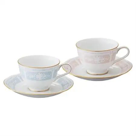 ノリタケ【レースウッドゴールド】カップ＆ソーサーペア(ブルー・ピンク)【1637797】