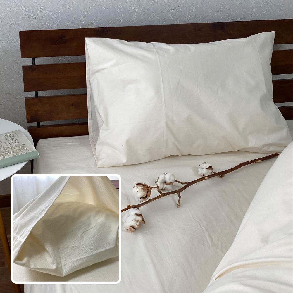 【セミロングサイズ】無漂白綿100％ キナリ まくらカバー（43cm×90cm） 