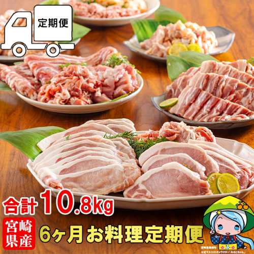 【 選べる 発送月 】 6回 定期便 豚肉 鶏肉 お料理 セット 計 10.8kg [甲斐精肉店 宮崎県 美郷町 31as0066] 豚 鶏 小分け 肉 冷凍 詰め合わせ 宮崎 国産 切り落し ロース とんかつ ひき肉 ミンチ もも バラ スライス 薄切り
