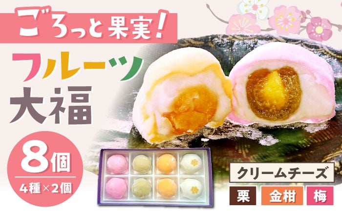 
            フルーツ大福 8個入（4種類×2個）/ 大福 だいふく フルーツ大福 お取り寄せ スイーツ 和菓子 ギフト / 瀬戸市 / 明乃家 [BBCJ001]
          