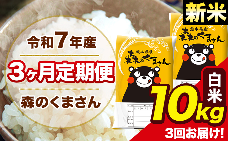 新米 米 令和7年産 森のくまさん【3ヶ月定期便】 白米 10kg 5kg×2袋 計3回お届け 《1月から出荷開始》 お米 こめ 熊本県産 ご飯 備