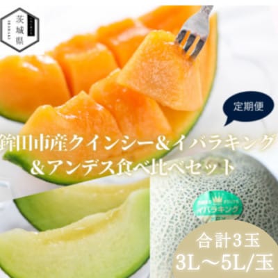 【発送月固定定期便】4・5・6月発送予定 山一ファーム 鉾田市 メロン食べ比べ 3種類全3回【配送不可地域：離島・沖縄県】