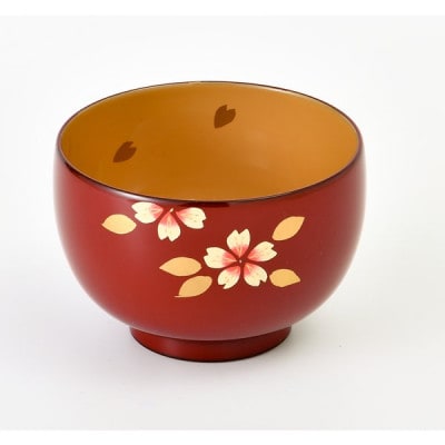 越前漆器　カラフルでおしゃれ『桜カラー汁椀 1客』 朱【1461514】