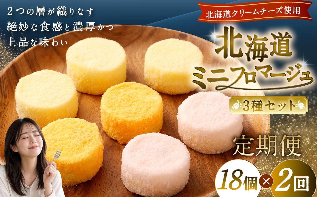 
            【2回定期便】 北海道ミニフロマージュ 3種 セット （プレーン ・ アップル ・ メロン） 約900g×2回 合計約1.8kg ミニフロマージュ フロマージュ チーズケーキ ケーキ スイーツ 洋菓子 冷凍 北海道 小樽市
          