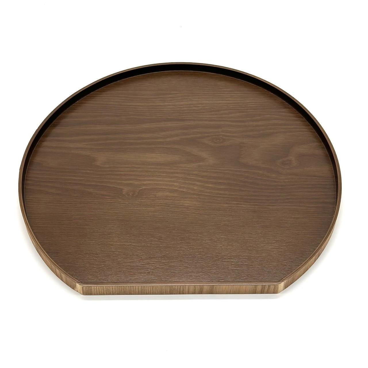 【マロンブラウン】紀州漆器 木製 カラー半月盆 トレー 36cm