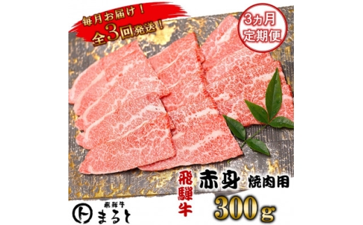 ＜毎月定期便＞飛騨牛　赤身焼肉　300g全3回【4088610】