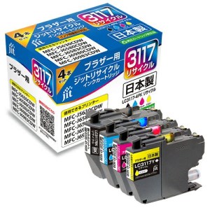 1.7-9-7 ジット 日本製インクカートリッジ LC3117-4PK用リサイクルカートリッジ JIT-B31174P（４色セット） ALPBN067