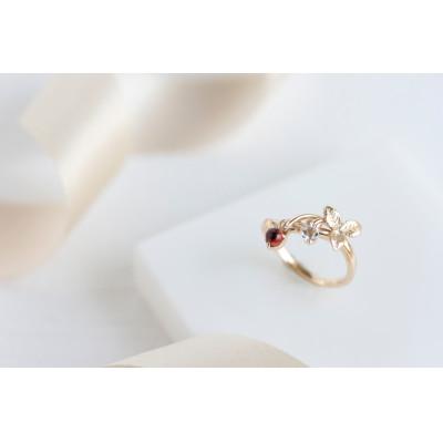 ふるさと納税 藤沢市 K10 Strawberry ガーネット トパーズ Pinky Ring(6号)
