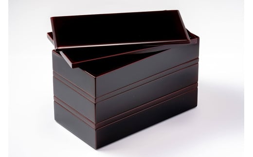 長角重箱 溜 丸三漆器 伝統工芸 工芸品 ふるさと納税 重箱 漆 一関市 岩手県