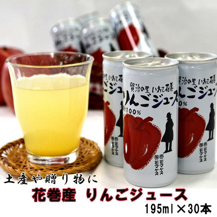 【ふるさと納税】花巻産 りんごジュース果汁100％(195ml×30本) ギフト