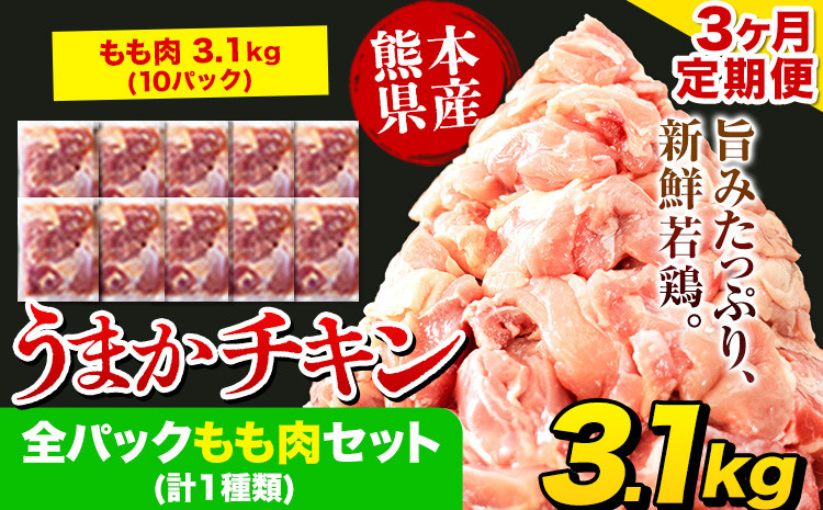 
            【3ヶ月定期便】うまかチキン 全パックもも肉セット 1回のお届け 合計3.1kg 合計 約9.3kgお届け 《お申込み月の翌月より出荷開始》カット済 もも 若鶏もも肉 冷凍 真空 小分け 訳あり 訳アリ 訳あり鶏肉 訳アリ鶏肉 訳ありモモ肉 訳ありもも肉 訳アリモモ肉 訳アリもも肉 冷凍鶏肉 冷凍とり肉 冷凍もも肉 国産 国産鶏肉 国産とり肉 九州産 九州産鶏肉 九州産とり肉 国産もも肉 熊本
          