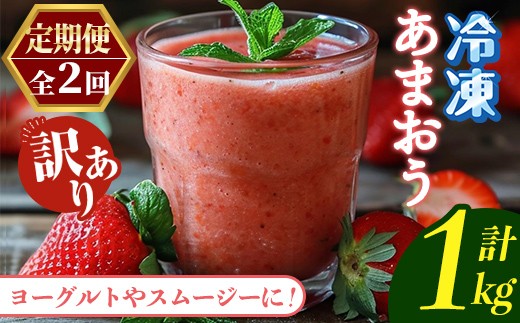 
                  ≪定期便・全2回≫【訳あり】福岡県産 冷凍あまおう(総計1kg・計250g×2袋×毎月連続2回) いちご イチゴ 苺 ストロベリー 果物 フルーツ おやつ デザート 訳アリ わけあり サイズ不揃い 規格外 冷凍 定期便 頒布会 【木村食品】as46-057
                