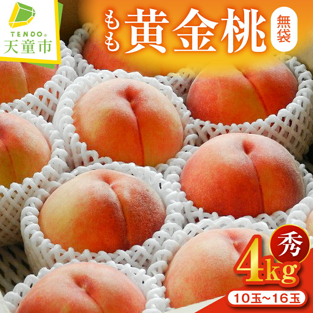【ふるさと納税】もも ( 黄金桃 無袋 ) 約 4kg 秀品 令和8年産 先行予約 2026年 桃 黄桃 人気 おすすめ フルーツ 果物 くだもの 山形 お取り寄せ 産地直送 送料無料 【 山形県 天童市 】
