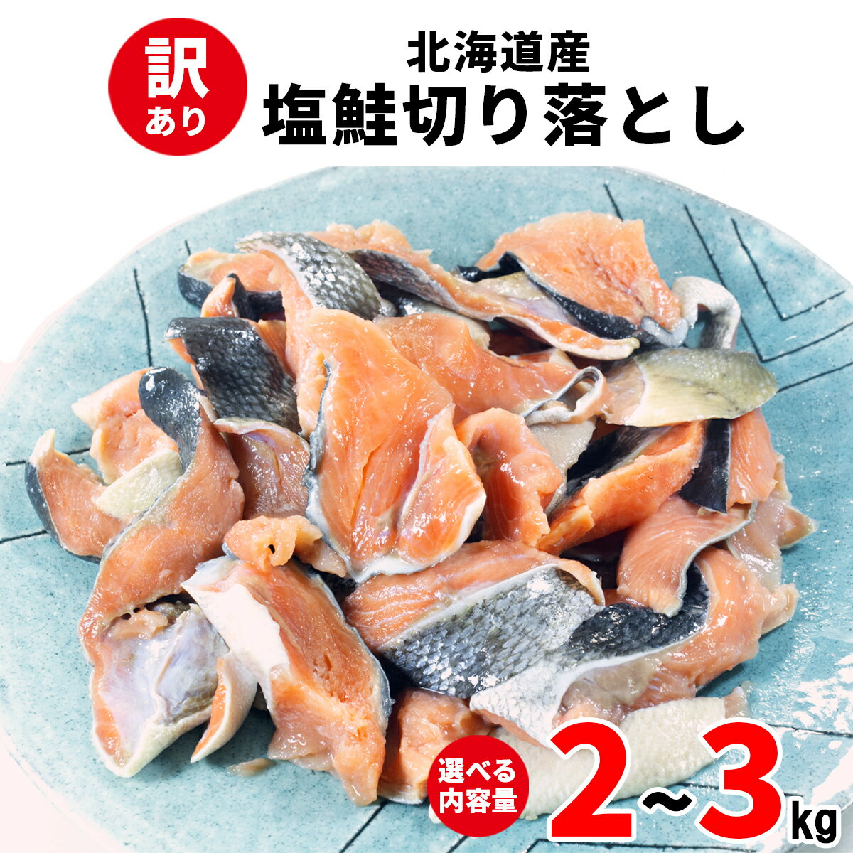 【ふるさと納税】鮭 訳あり 北海道産 塩鮭 切り落とし 2kg～3kg 1パック 500g 真空包装 甘塩 切り身 おかず 朝食 ご飯のお供 冷凍 送料無料