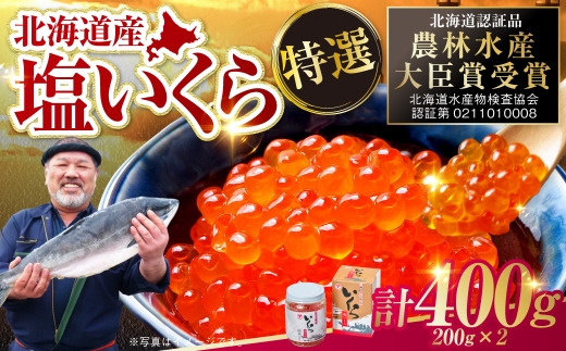 【農林水産大臣賞受賞】 マルア阿部商店特選 塩いくら 400g 北海道産 海鮮 北海道 イクラ いくら醤油漬け 鮭 秋鮭 鮭卵 魚卵 いくら丼 ご飯のお供 小分け