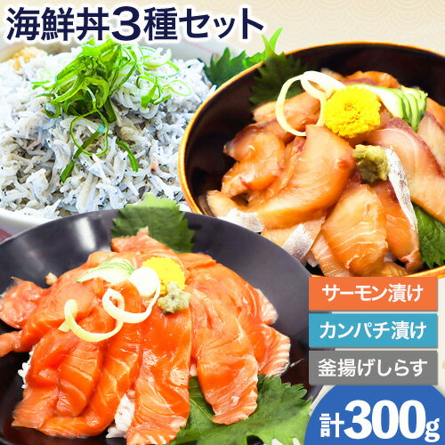 【ふるさと納税】【レビューキャンペーン】紀州湯浅醤油を使った サーモン と カンパチ の 漬け＆ 釜揚げ しらす の 海鮮丼 3種 セット 計300g 魚鶴商店 《30日以内に出荷予定(土日祝除く)》 和歌山県 日高町 サーモン カンパチ 釜揚げ しらす 漬け丼 海鮮丼 セット