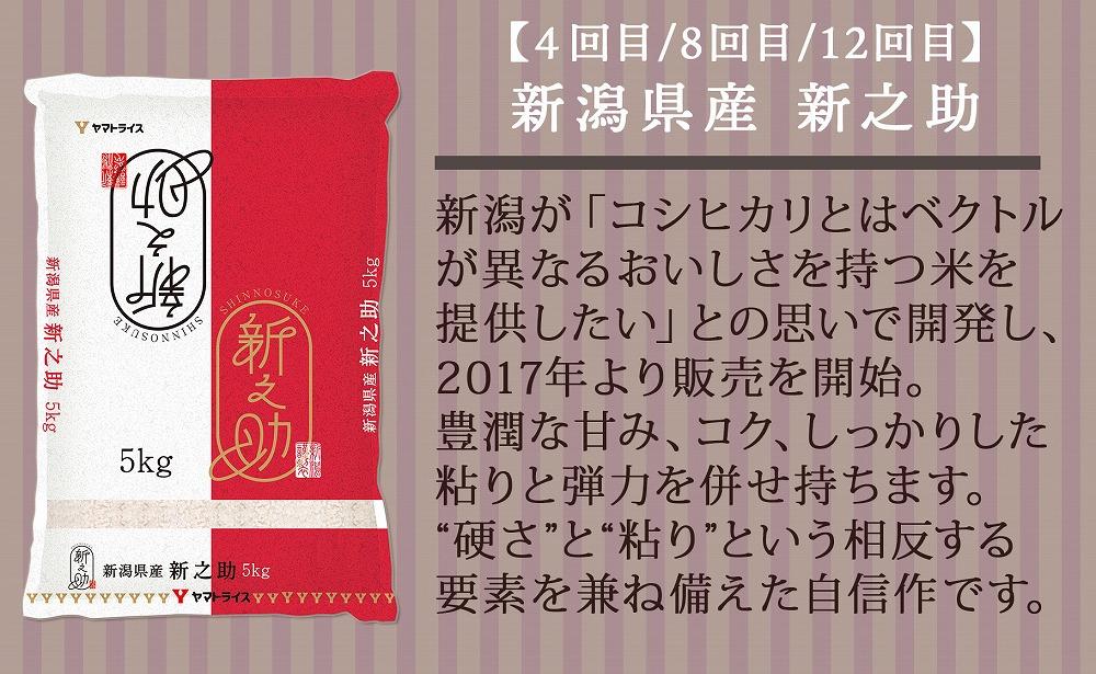 【定期便全12回】新潟県産米厳選食べ比べ 5kg（受注の翌月から毎月配送）｜新潟県　新潟　佐渡　佐渡産　コシヒカリ　こしひかり　魚沼産　魚沼　新之助　おこめ　お米