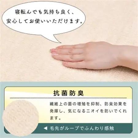 カーペット 江戸間 10畳 防音 抗菌防臭 厚手 ツワブキ 352×440cm アイボリー 日本製【1638501】