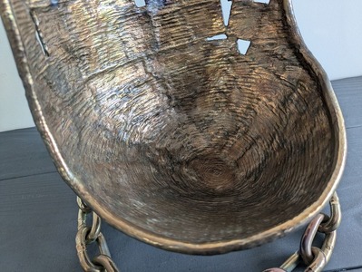 ステンレス器　ゆりかご ／ 大河内 花器 小物入れ 鑑賞用 飾り器 2代目山本晴久 1点もの ステンレス 三重県 度会町